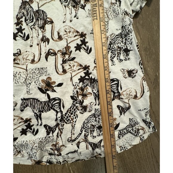 Anthropologie T-Shirt SMALL Padua Safari Print Short Sleeve Crew Neck Casual - Picture 4 of 11